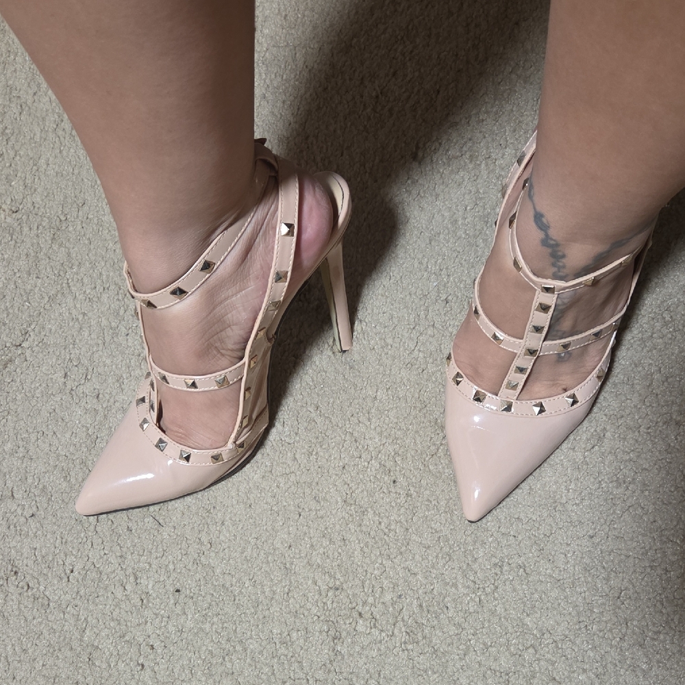 Elegant Blush Studded Heels